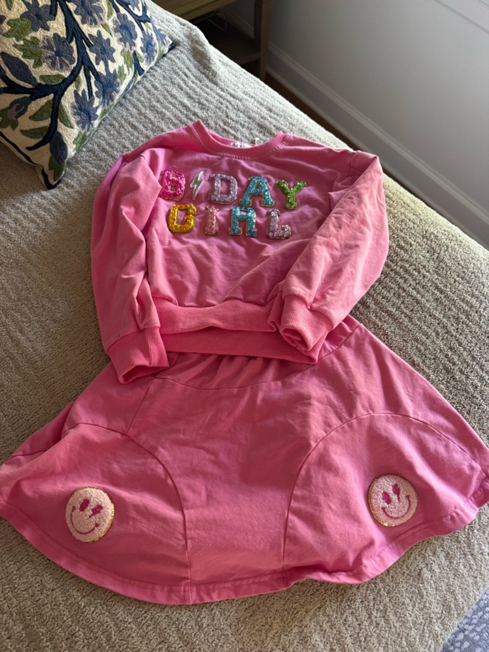 Lola + The Boys Pink 'Day Girl' Sequin Sweatshirt & Skirt Set